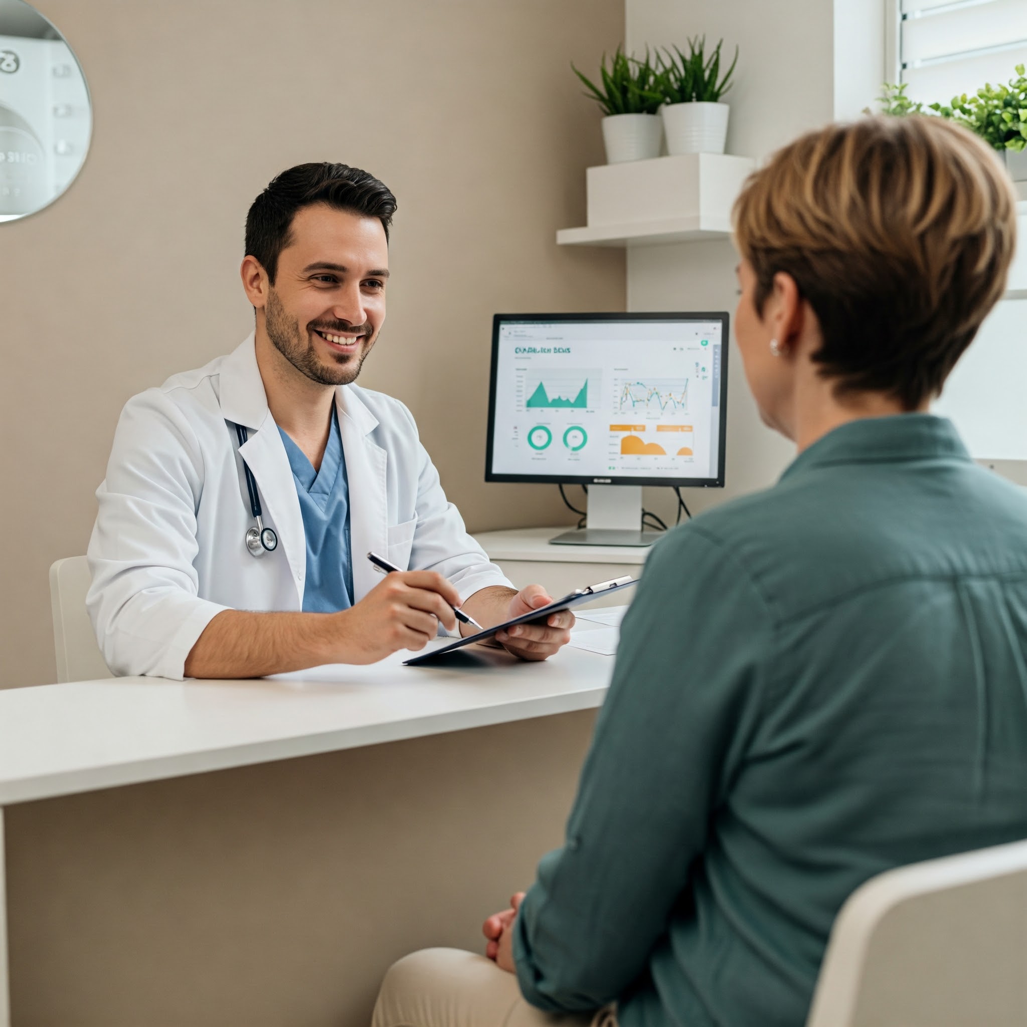 Terapeuta utilizando el software de Syncare para gestionar su agenda